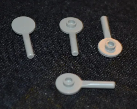 (4) 1x4 Light Gray w/ Rod / Handle Paddle / Sign Bricks ~ New Lego Parts ~