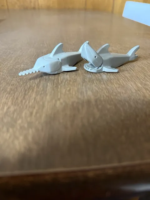 LEGO Swordfish & Shark Minifigure Ocean Shark Sawfish Lot Of 2