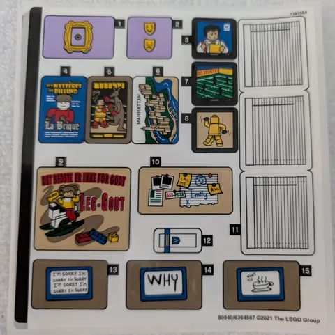 LEGO 10292 STICKER SHEET ONLY The Friends Apartments