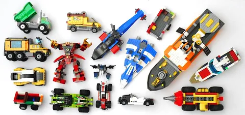 LEGO 16 Assorted Boats Trucks Cars Helicopter Robot 6+ lbs PARTIAL SETS