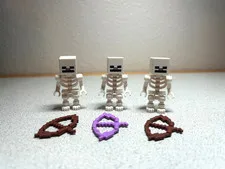 3x LEGO Minecraft Skeleton Minifigures + Bows Lot MIN011 Rare Collectible