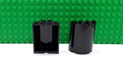 Lego 2 Black 2x4x4 Cylinder Wall Panel castle NEW
