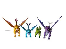 LEGO Elves Dragons Bulk Lot of 4 Built Figures - Orange Blue Green Purple
