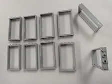 Lego x10 New Light Bluish Gray Door, Frame 1 x 4 x 6 2 Holes Top Bottom # 60596