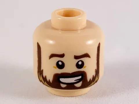 LEGO Light Nougat Minifigure, Head Dark Brown Eyebrows and Beard with Dark Tan H