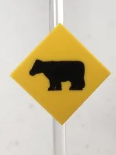 Custom Printed Caution Cattle Xing Sign UV Printed On LEGO 2x2 Yellow Tile