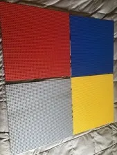 4 LEGO: 48 X48 DOT : 15” Thin Base Plates/RED, Gray, Blue & RARE (YELLOW)