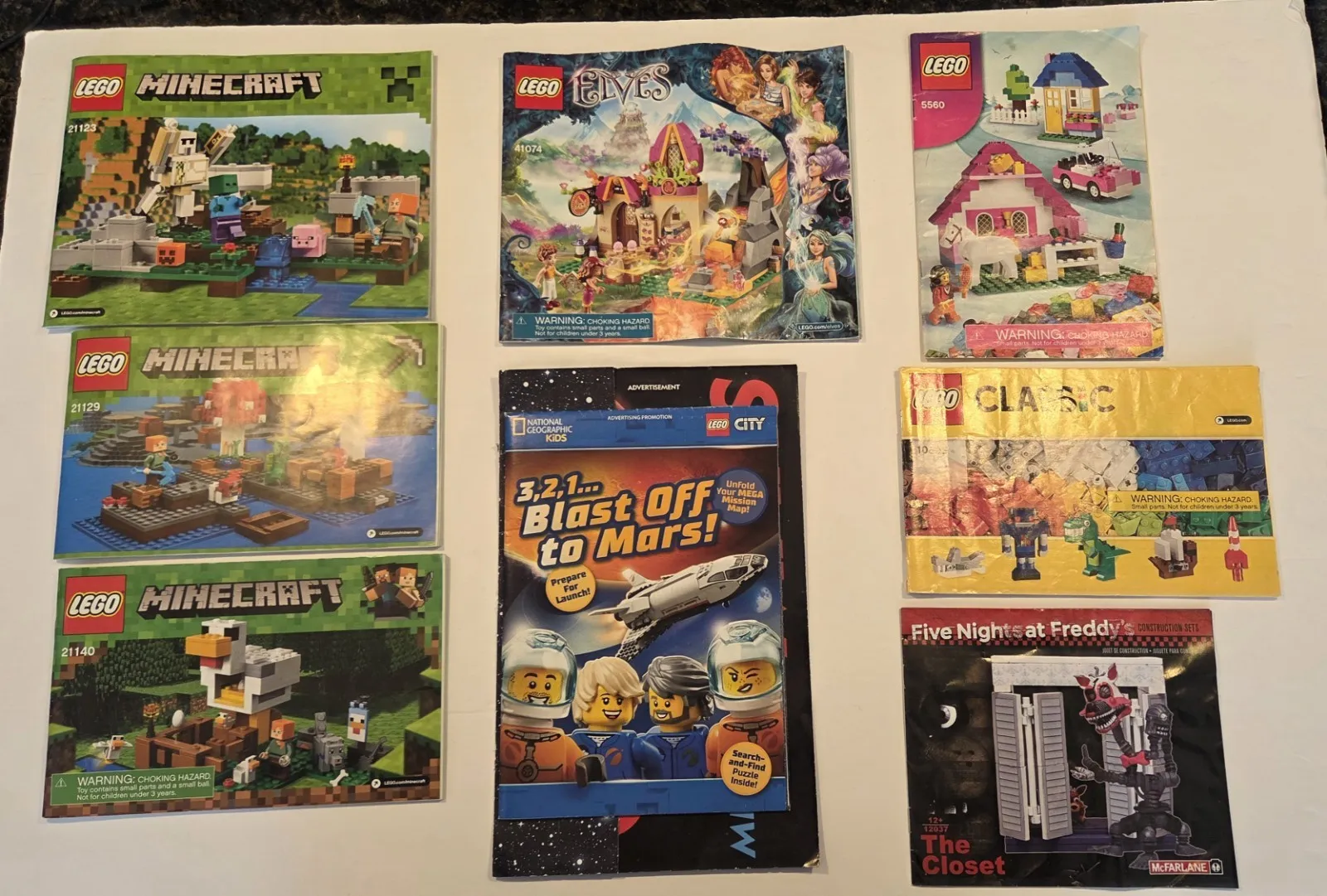 LEGO Instruction Manual & Insert Lot 8 MINECRAFT, ELEVES & MORE 