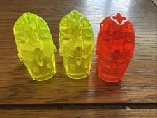 LEGO Bionicle Head Connector Block Glatorian 64262 3 Pcs Trans Neon Green Orange
