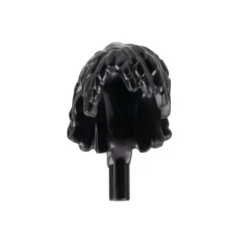 LEGO - Minifigure, Hair Na'vi, Wide with Bangs, Braids, and Bar at End - Black