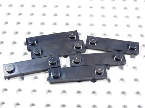 LEGO Lot of 6 Black 1x4 Smooth Plates w/ Studs on End BF