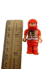 Lego Mini Figure Speed Racer Orange Suit Helmet