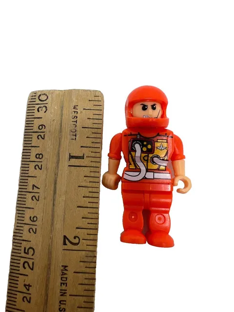 Lego Mini Figure Speed Racer Orange Suit Helmet