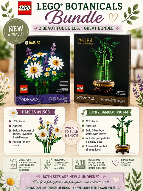 LEGO Botanicals Bundle Lucky Bamboo 10344 & Daisies 11508 NEW Sealed