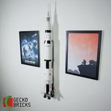 3D Printed Wall Mount for LEGO®  NASA Saturn V Rocket (Sets 21309 & 92176)