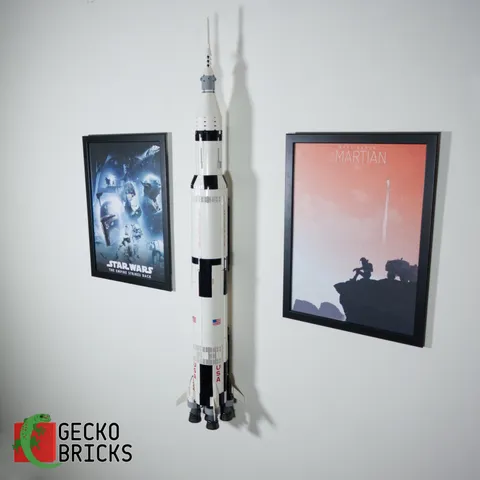 3D Printed Wall Mount for LEGO®  NASA Saturn V Rocket (Sets 21309 & 92176)