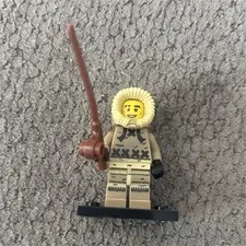 LEGO ice fisherman  series 5 Minifigure w/ Fishing Rod, Tan Outfit, w stand 