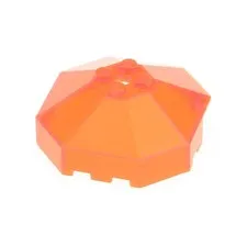 1x LEGO Cockpit Window 6x6x2 Transparent Neon Orange Octagonal Axle Hole 2418b