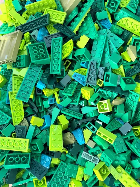LEGO Green DGreen Lime Olive SGreen DTurq Mix Bulk 1/2LB Used Clean - REBRICKS