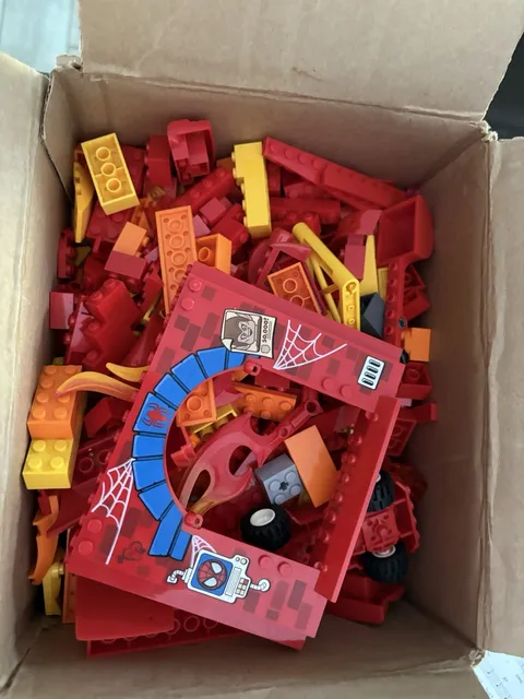 Box Lot of Red yellow orange Legos for Building Toy almost 3 pounds