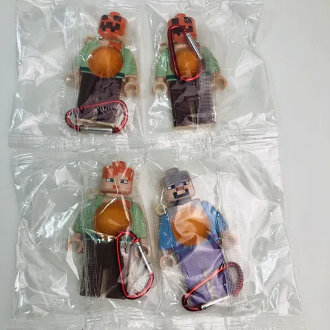 4x LEGO Minecraft Key Chain Backpack Charm CREEPER STEVE ALEX 3.5" New Sealed