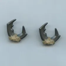 LEGO x 2 Dark Tan Minifigure, Headgear Stone with Large Molded Pearl Dark Gray