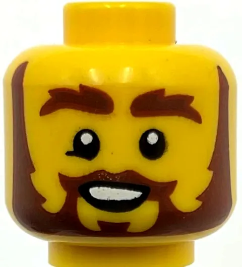 Lego New Yellow Minifigure Head Dual Sided Reddish Brown Bushy Eyebrows Beard