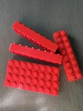 LEGO 3007 Red Brick 2 x 8 - 5 Pieces Dented