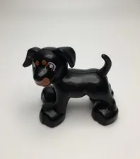 LEGO Duplo Black Brown Puppy Dog Pet Farm House House Toy Mini Figure