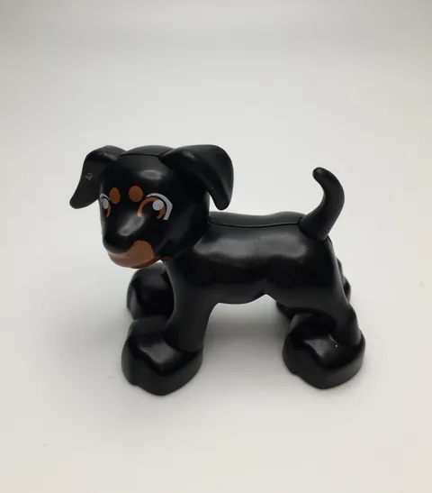 LEGO Duplo Black Brown Puppy Dog Pet Farm House House Toy Mini Figure
