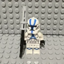 LEGO Clone Trooper Minifigure White Trooper Blue Markings Black Shield Blaster