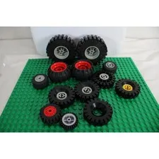 LEGO Assorted Wheels Tires Rims Lot 12pc 20x30 Technic City Space Parts