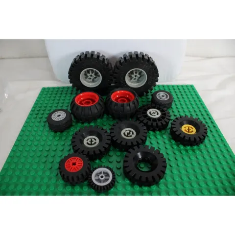 LEGO Assorted Wheels Tires Rims Lot 12pc 20x30 Technic City Space Parts