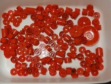 Lego Bricks  Red Lot Round Random Parts Pieces Used Cones