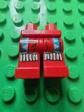 Minifig Hips and Legs Assembly with Teal and White Triangles and Fringe Pattern