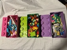Lot of 3 LEGO Brick Storage Box Bin Case w/ Lid 2x4 8-Stud 14” W Lego Pieces