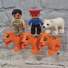 Lego Duplo Figures Lot Of 6 Zoo Keeper Animals Tigers Polar Bear Train Conductor