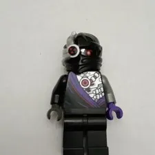 LEGO Black & Gray Cyborg Plastic Minifigure w/ Helmet & Red Eye Printing