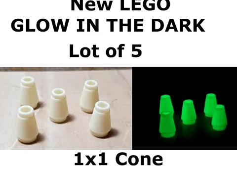 New LEGO Glow in the Dark Cone Lot of 5 Glowing Part 1x1 Tapered End Halloween