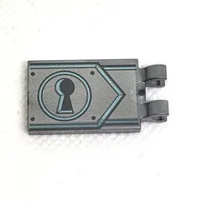 LEGO Parts Flat Silver Tile, Modified 2 x 3 Keyhole on Metallic 30350bpb103 X 1