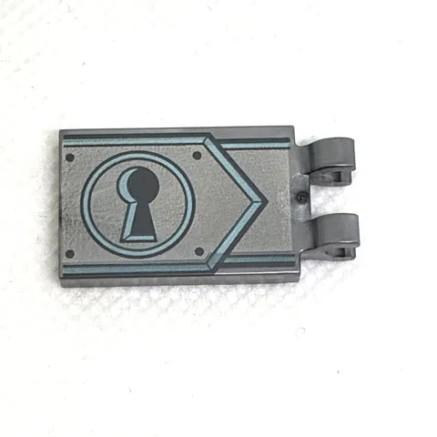 LEGO Parts Flat Silver Tile, Modified 2 x 3 Keyhole on Metallic 30350bpb103 X 1