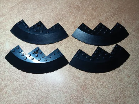 LEGO LOT 4 BLACK ROUND CORNER 10X10 SLOPE 33 EDGE AXLE HOLE #58846
