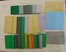 Lego Base Plate Lot - Lot Of 33 Various Sizes And Colors &Patterns 16x16 To 8x8