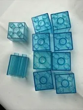 Lego Duplo Blue Clear Bricks Translucent Transparent 2x2 & 2x1 Lot Of 10 Read