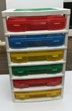 IRIS LEGO Building Block 6 Storage Container Tower Drawers Bin Organizer NICE!