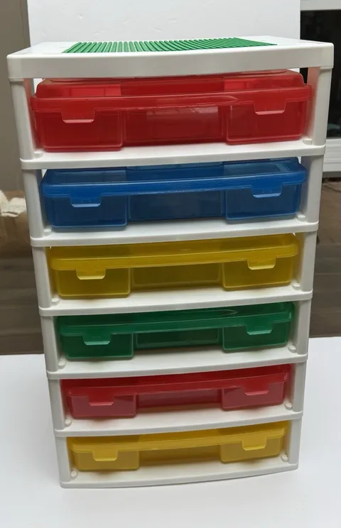 IRIS LEGO Building Block 6 Storage Container Tower Drawers Bin Organizer NICE!