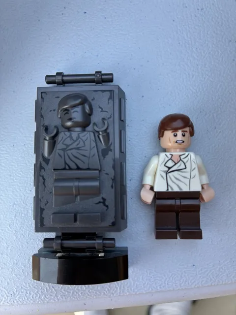LEGO Minifigure Carbonite-Style Frozen Display, White Torso Brown Hair Legs