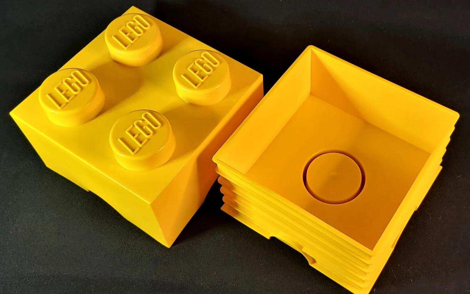 Lego 2 x 2 Stud Stackable Storage Brick Bin Box Container 4003 2012 Yellow