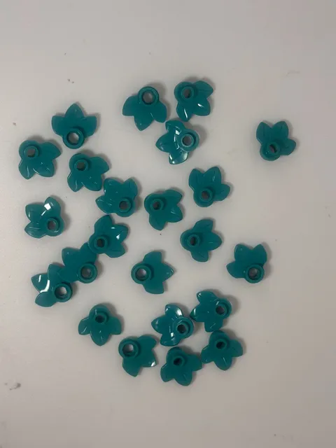 LEGO-Plant Plate, Round 1 x 1 with 3 Layered Leaves TURQUOISE QTY-23