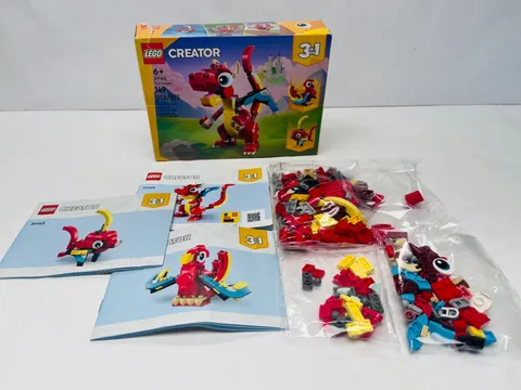 LEGO Creator Red Dragon 149 Pcs Building Toy 3 in 1 # 31145 Ages 6+ Toy BIN 25